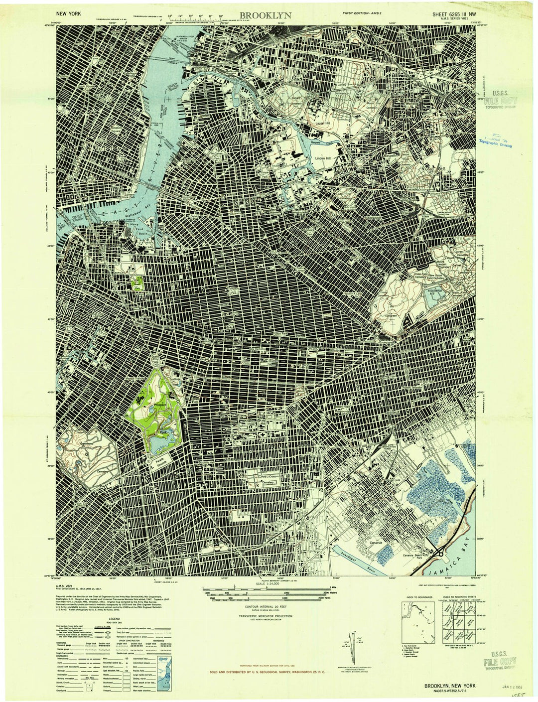 1947 Brooklyn, NY - New York - USGS Topographic Map