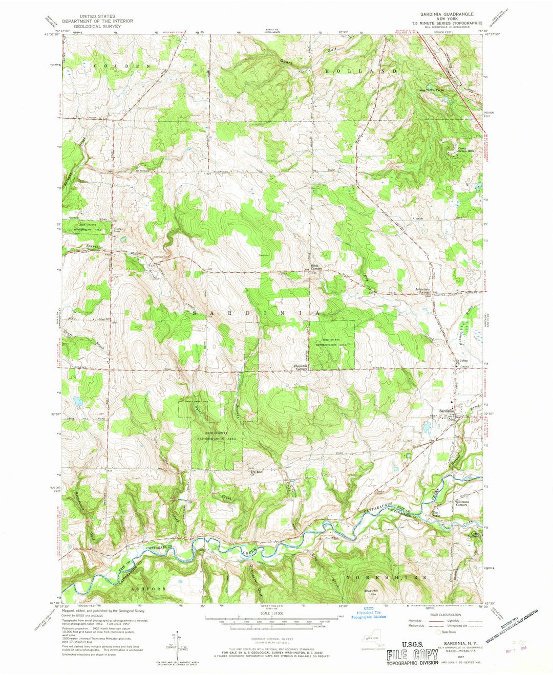 1957 Sardinia, NY - New York - USGS Topographic Map