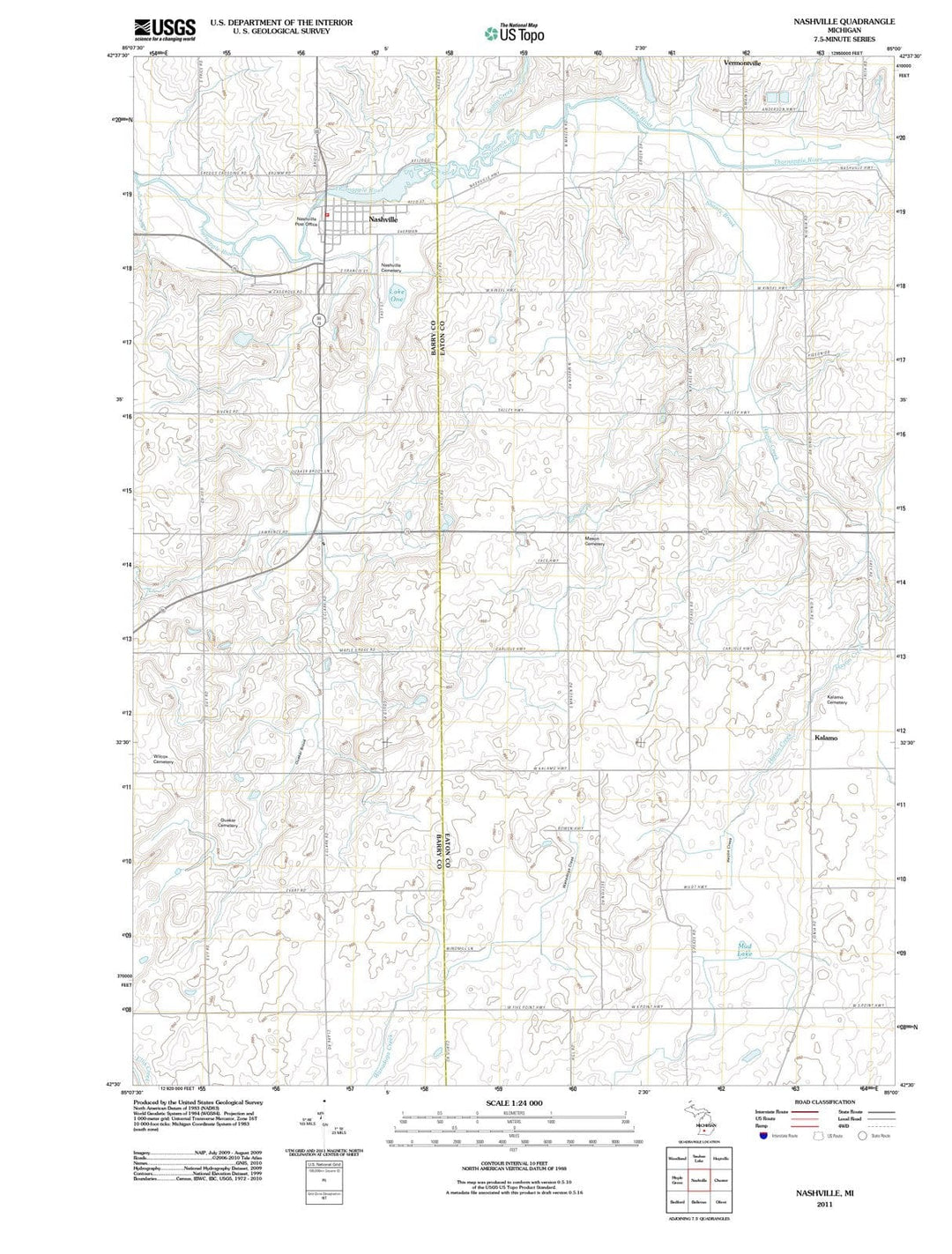 2011 Nashville, MI - Michigan - USGS Topographic Map