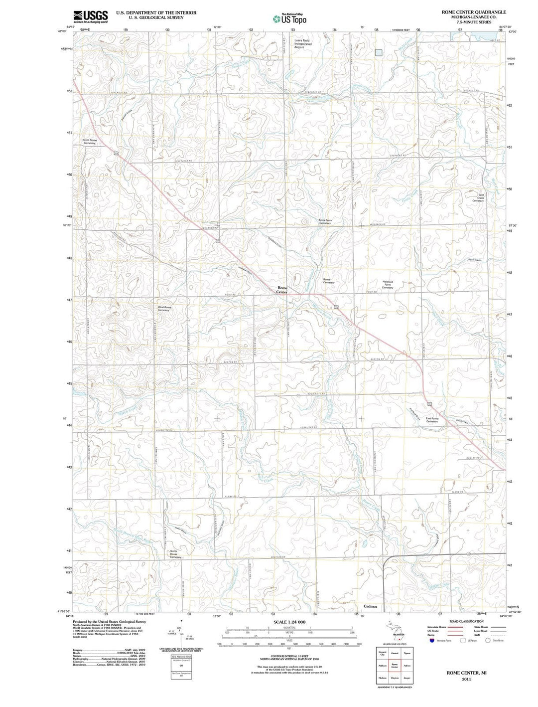 2011 Rome Center, MI - Michigan - USGS Topographic Map