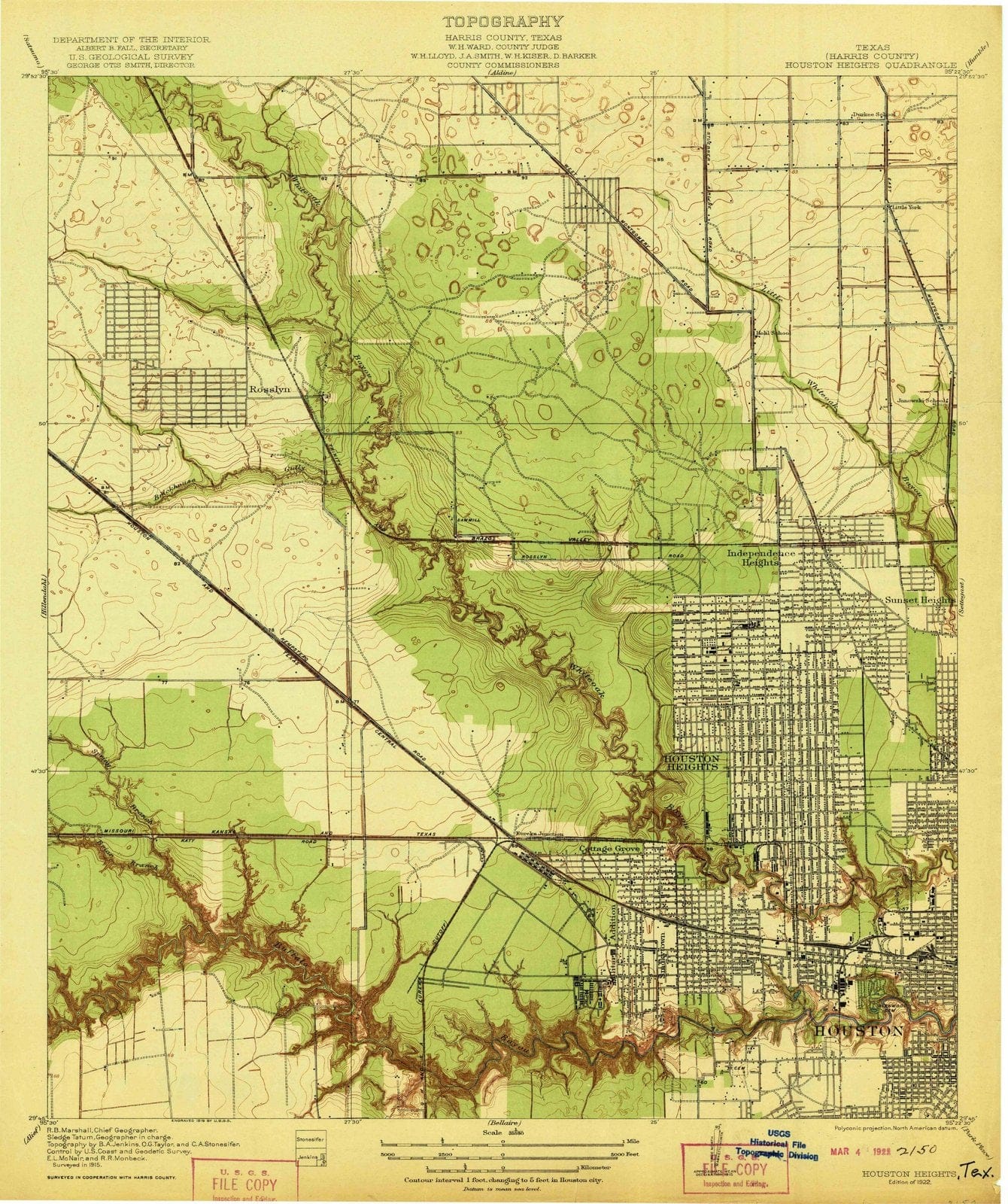 1922 Houston Heights, TX - Texas - USGS Topographic Map