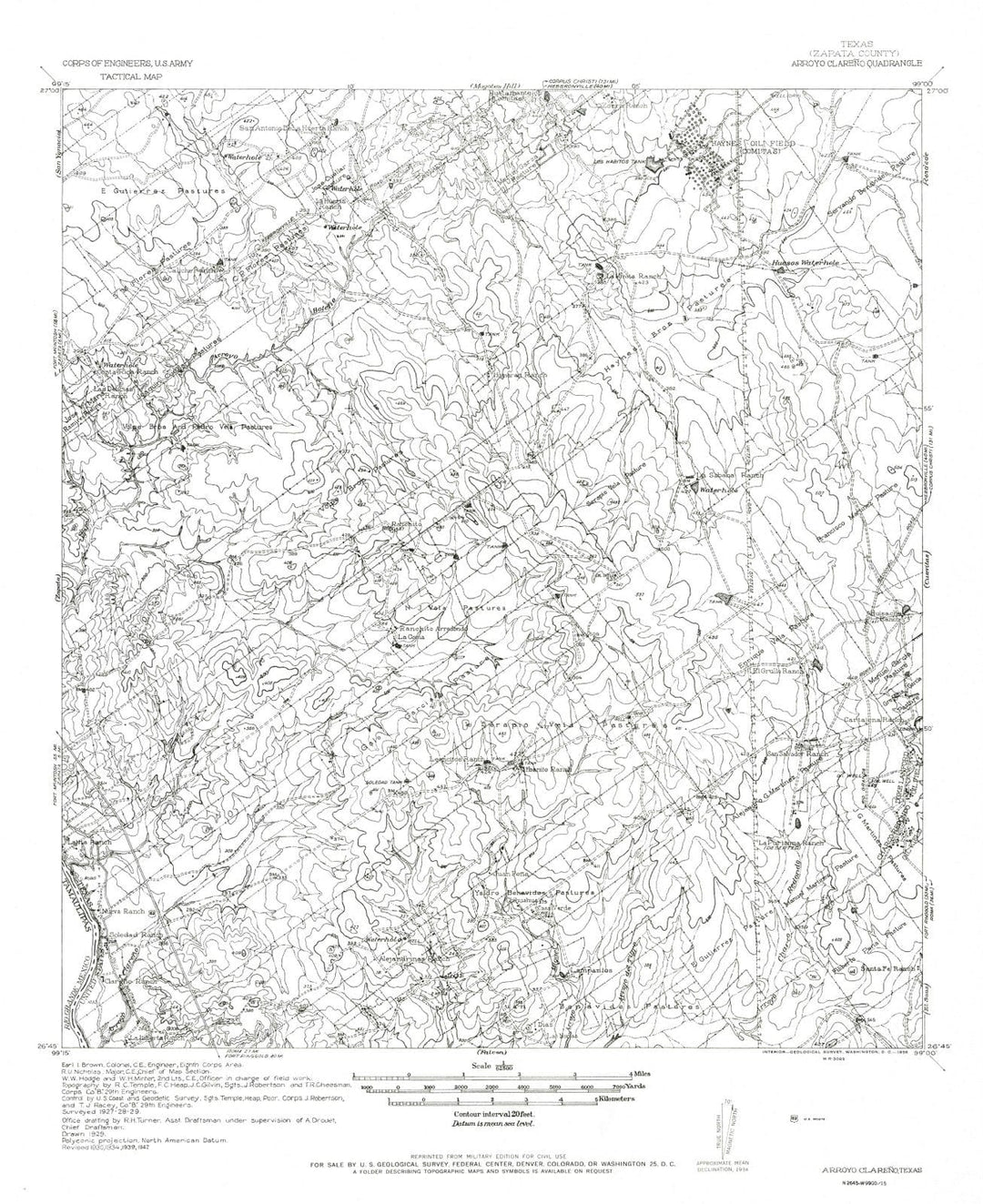 1956 Arroyo Clareno, TX - Texas - USGS Topographic Map