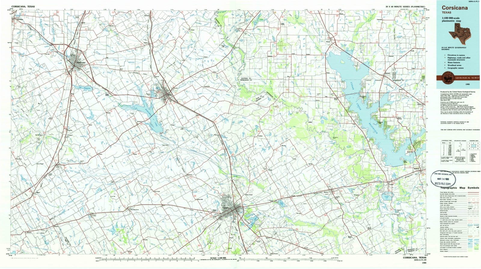 1985 Corsicana, TX - Texas - USGS Topographic Map