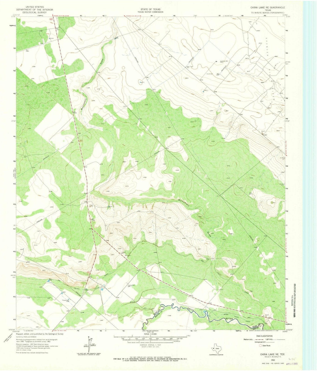 1963 China Lake, TX - Texas - USGS Topographic Map