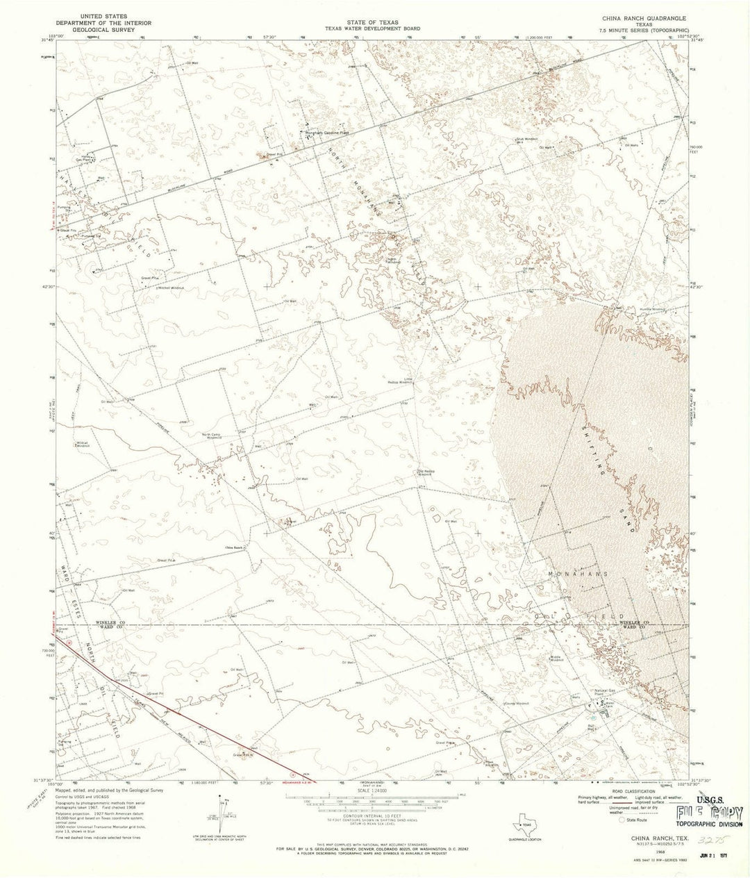 1968 China Ranch, TX - Texas - USGS Topographic Map