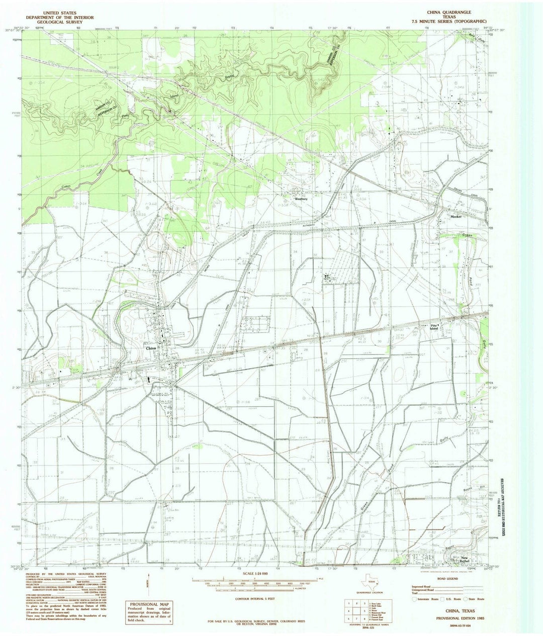 1985 China, TX - Texas - USGS Topographic Map