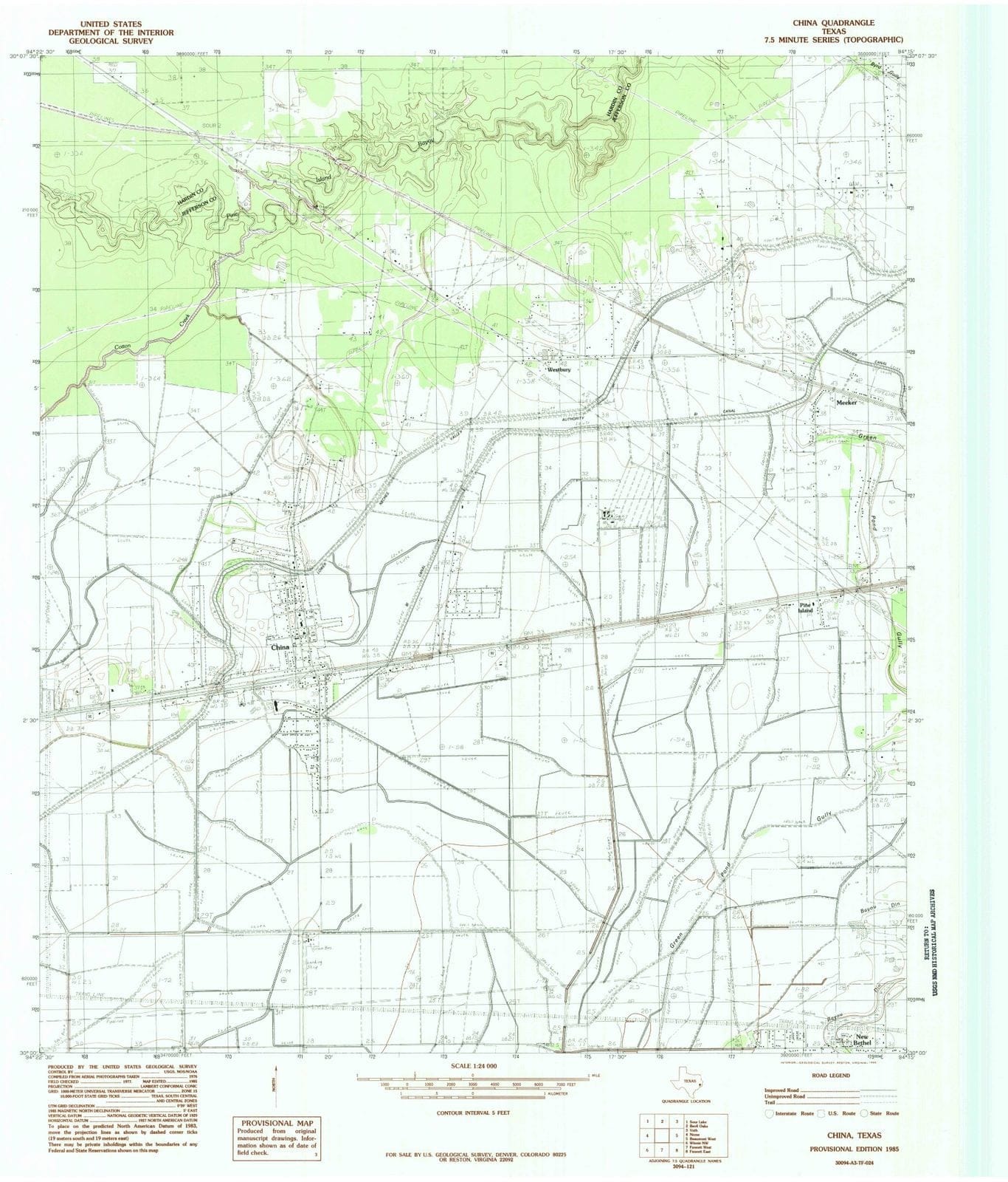 1985 China, TX - Texas - USGS Topographic Map