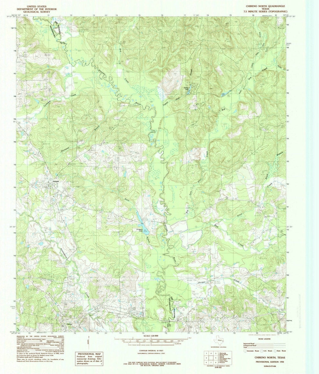 1984 Chireno North, TX - Texas - USGS Topographic Map