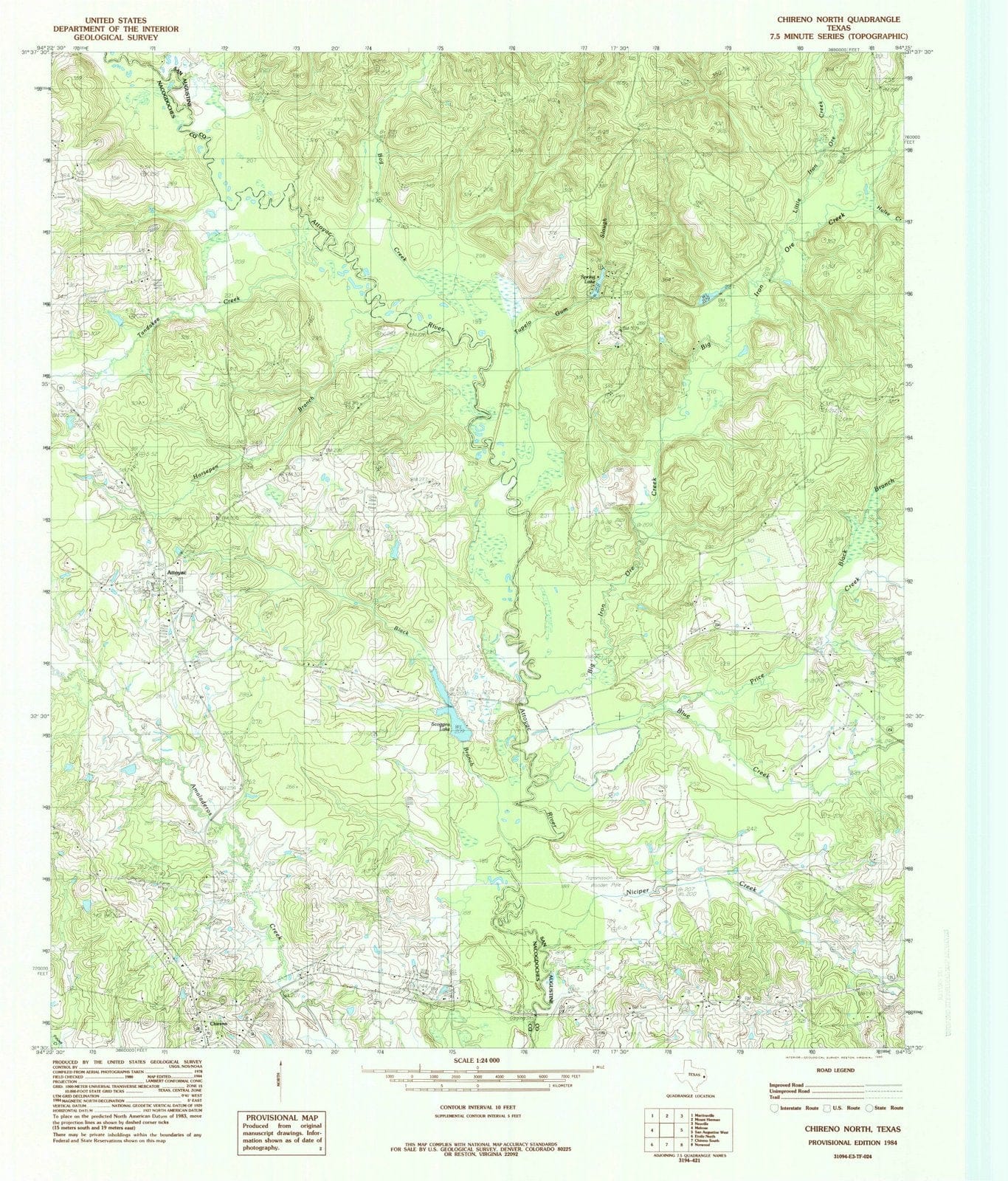 1984 Chireno North, TX - Texas - USGS Topographic Map