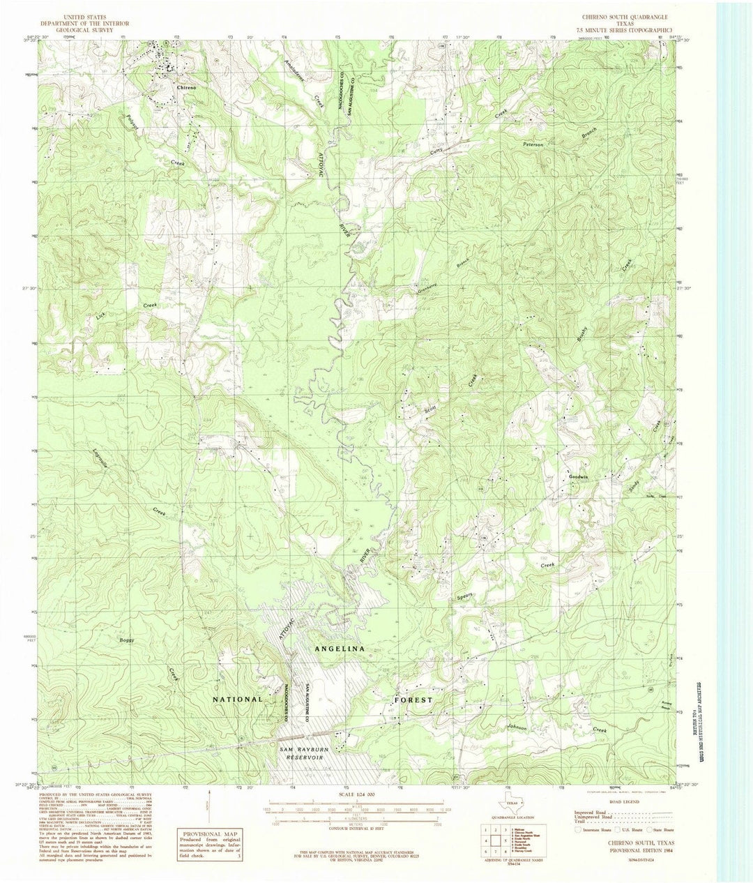 1984 Chireno South, TX - Texas - USGS Topographic Map