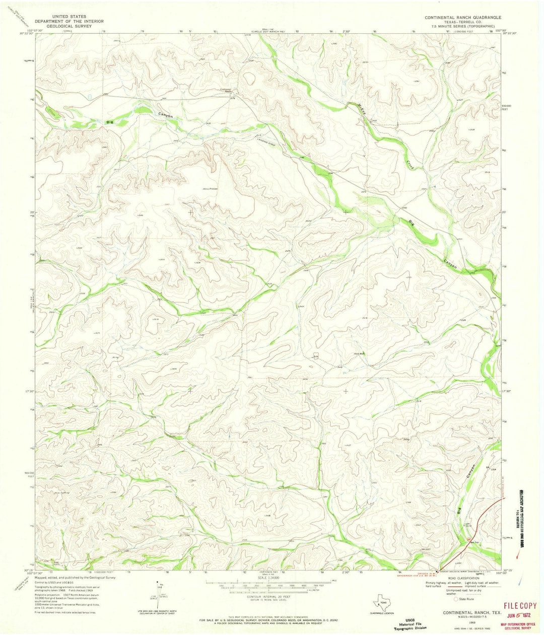 1969 Continental Ranch, TX - Texas - USGS Topographic Map