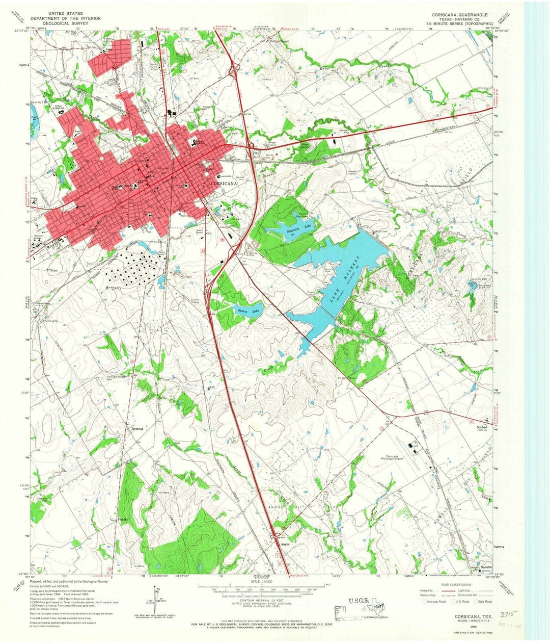 1965 Corsicana, TX - Texas - USGS Topographic Map