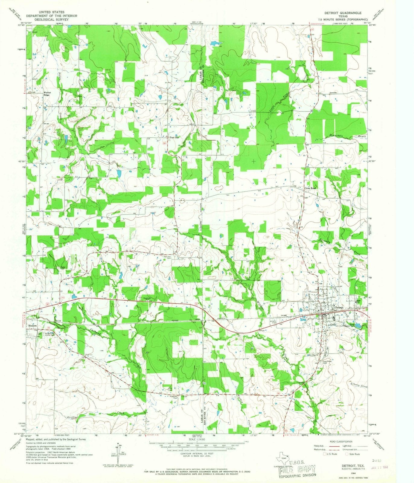 1964 Detroit, TX - Texas - USGS Topographic Map