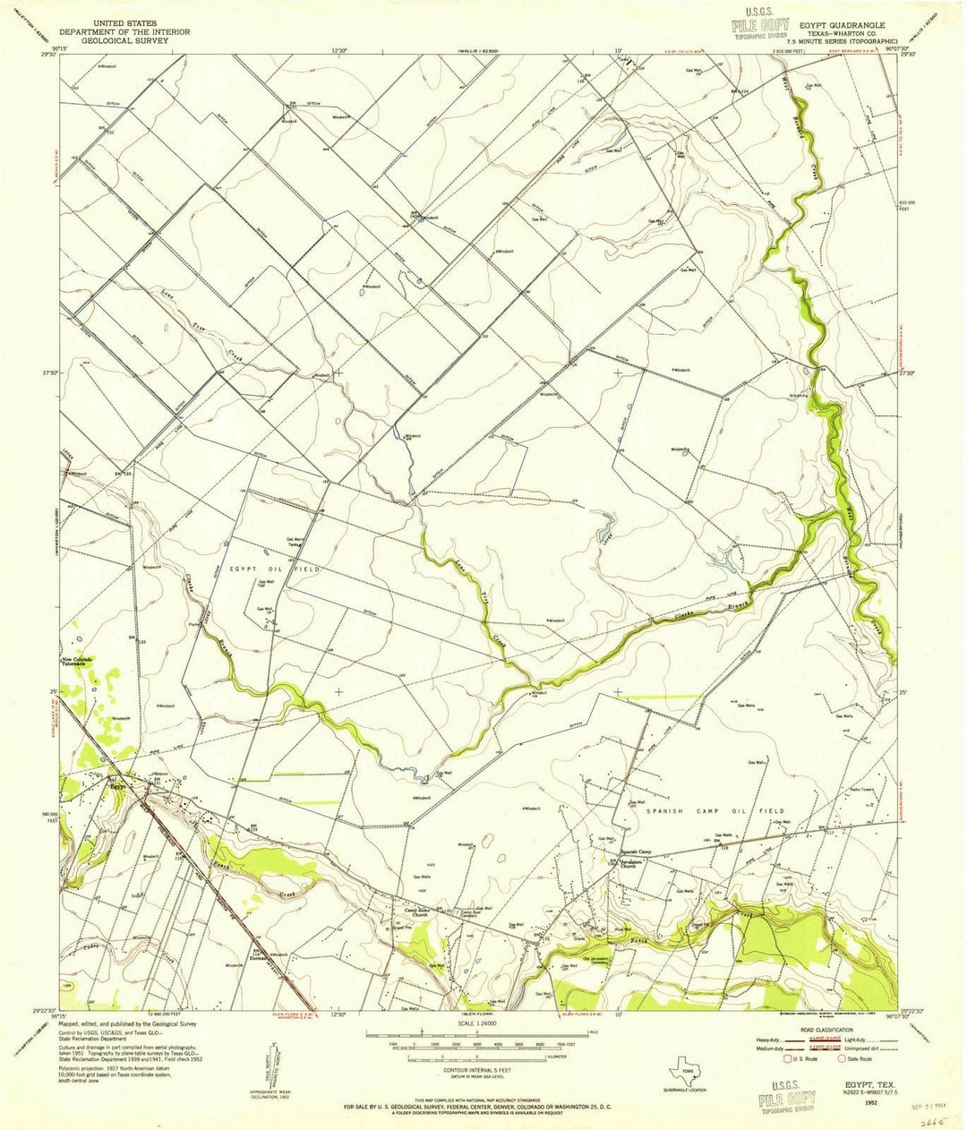 1952 Egypt, TX - Texas - USGS Topographic Map