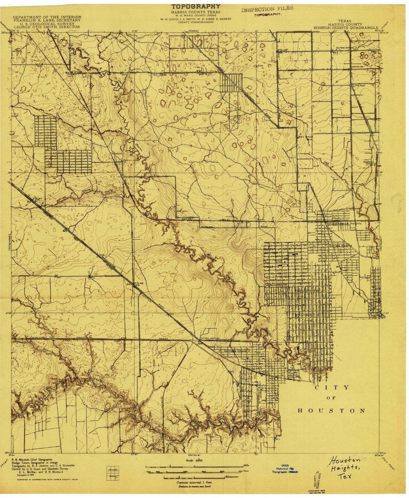 1915 Houston Heights, TX - Texas - USGS Topographic Map