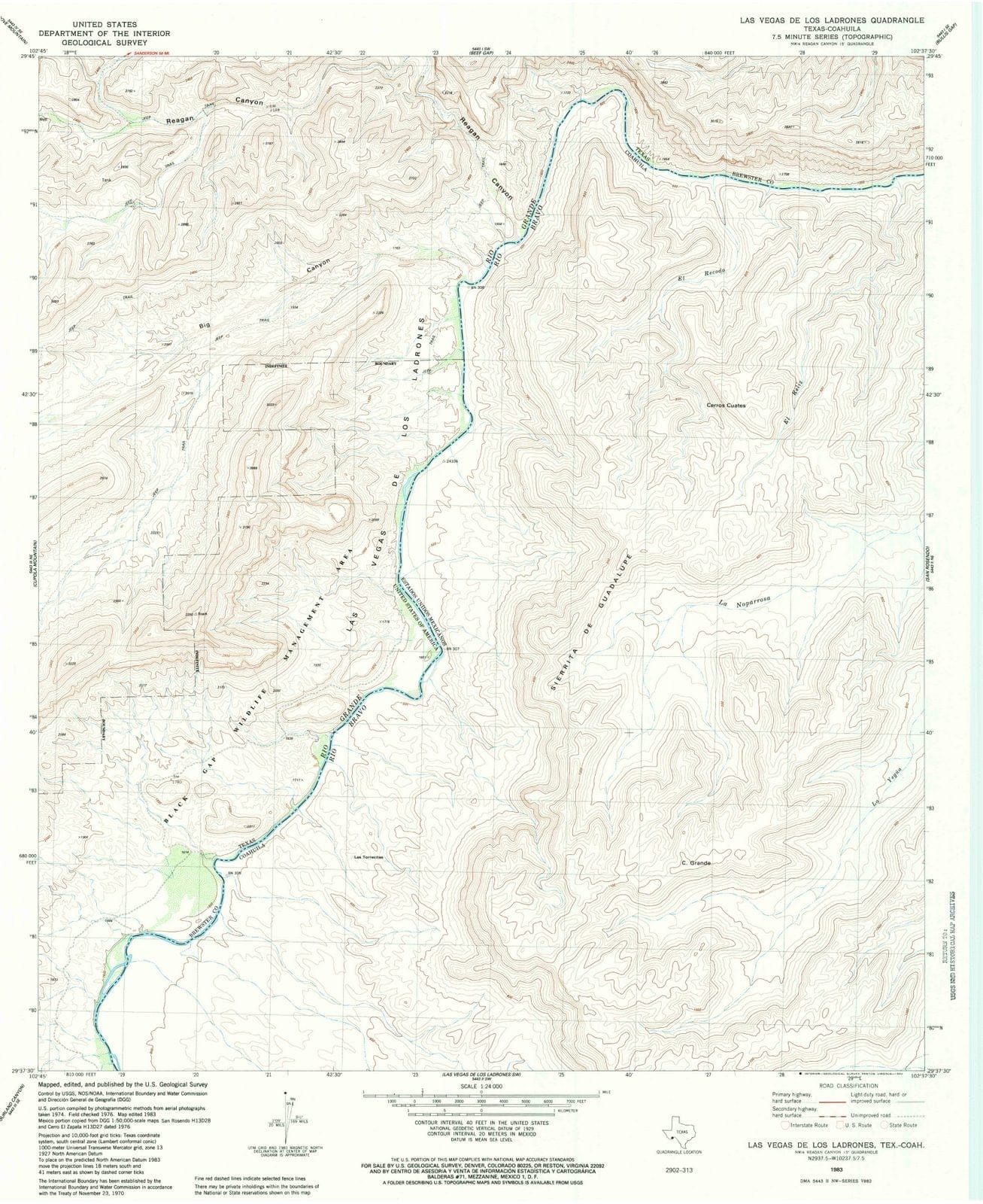 1983 Las Vegase Los Ladrones, TX - Texas - USGS Topographic Map v2