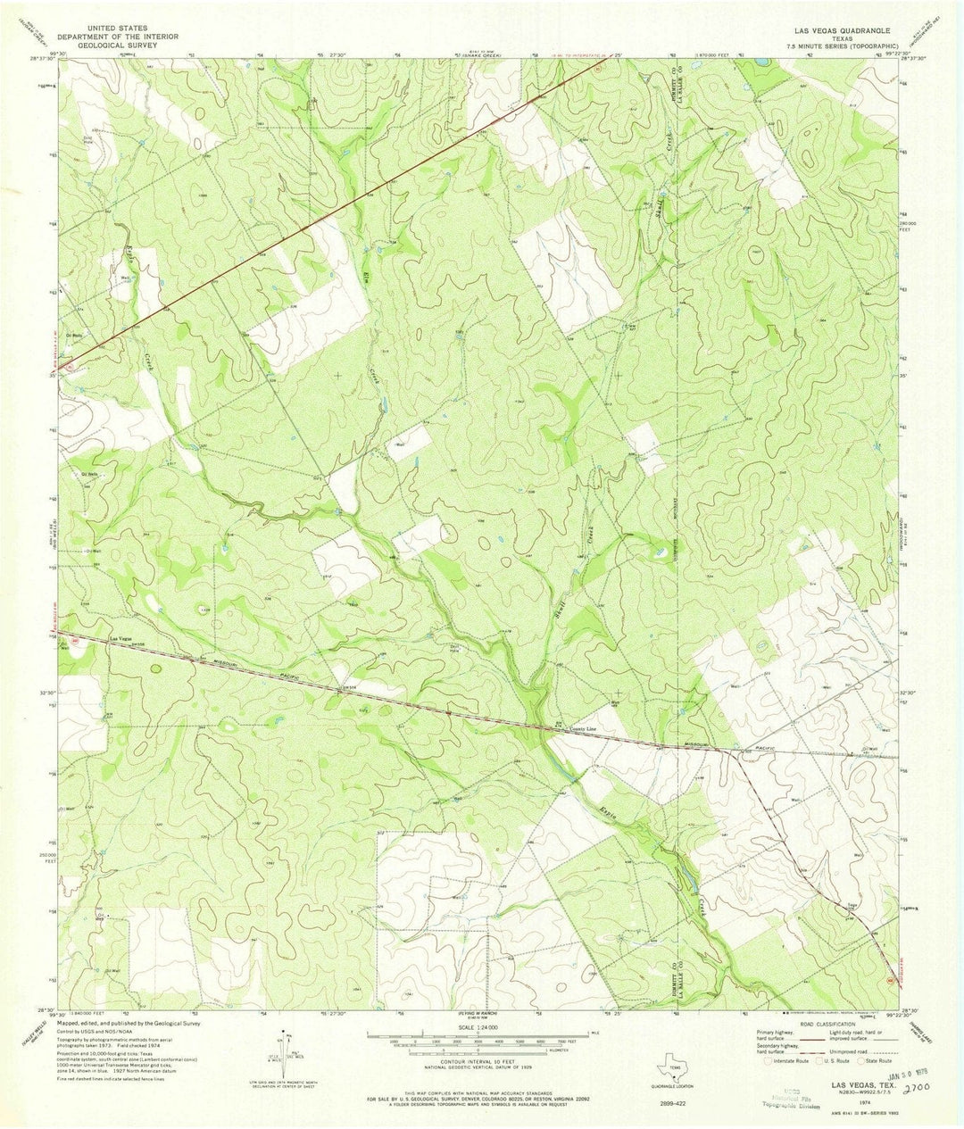 1974 Las Vegas, TX - Texas - USGS Topographic Map