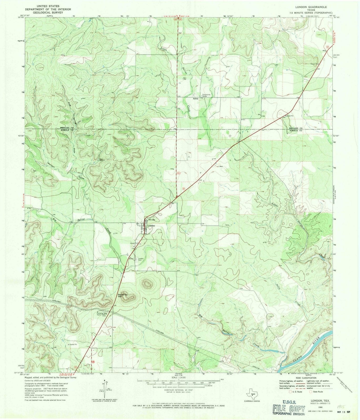 1968 London, TX - Texas - USGS Topographic Map