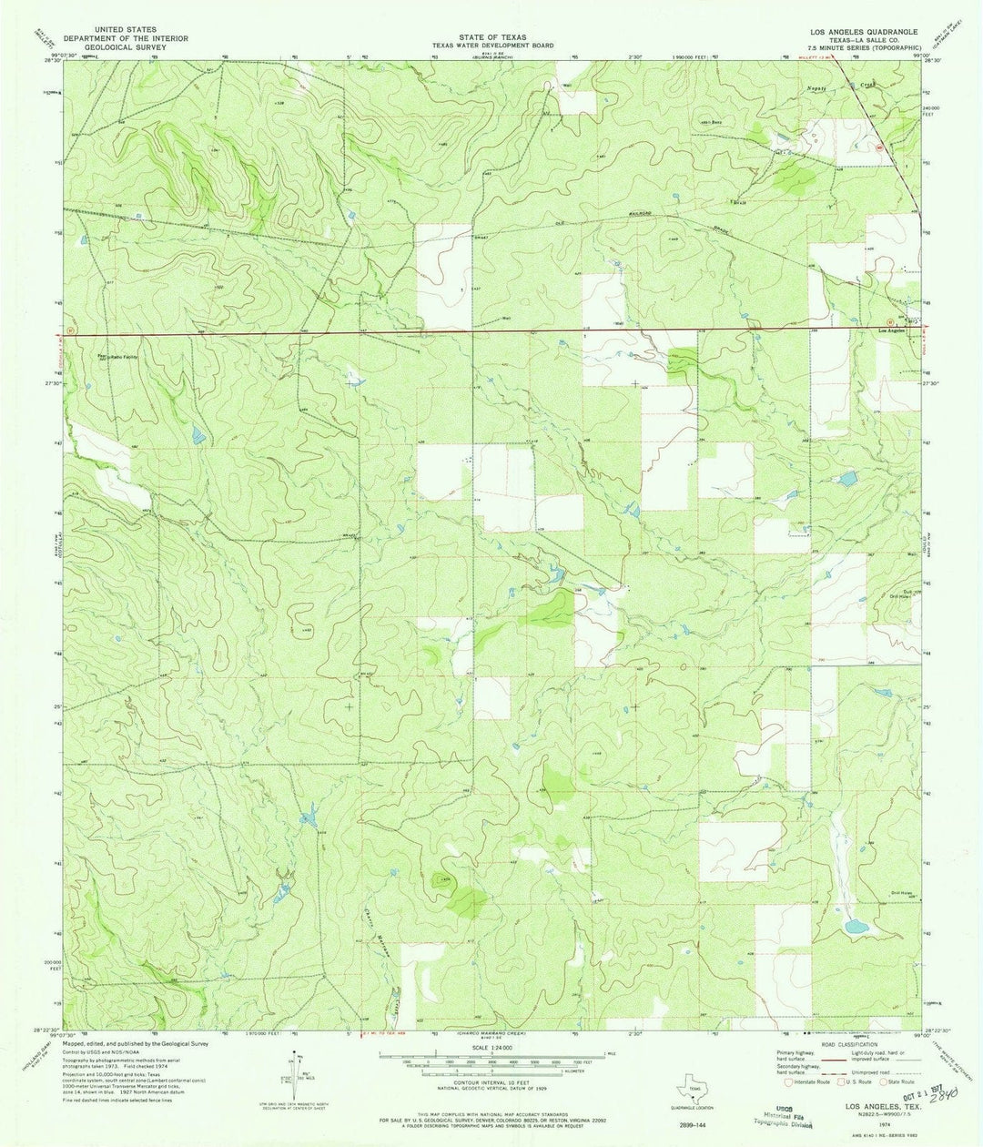 1974 Los Angeles, TX - Texas - USGS Topographic Map