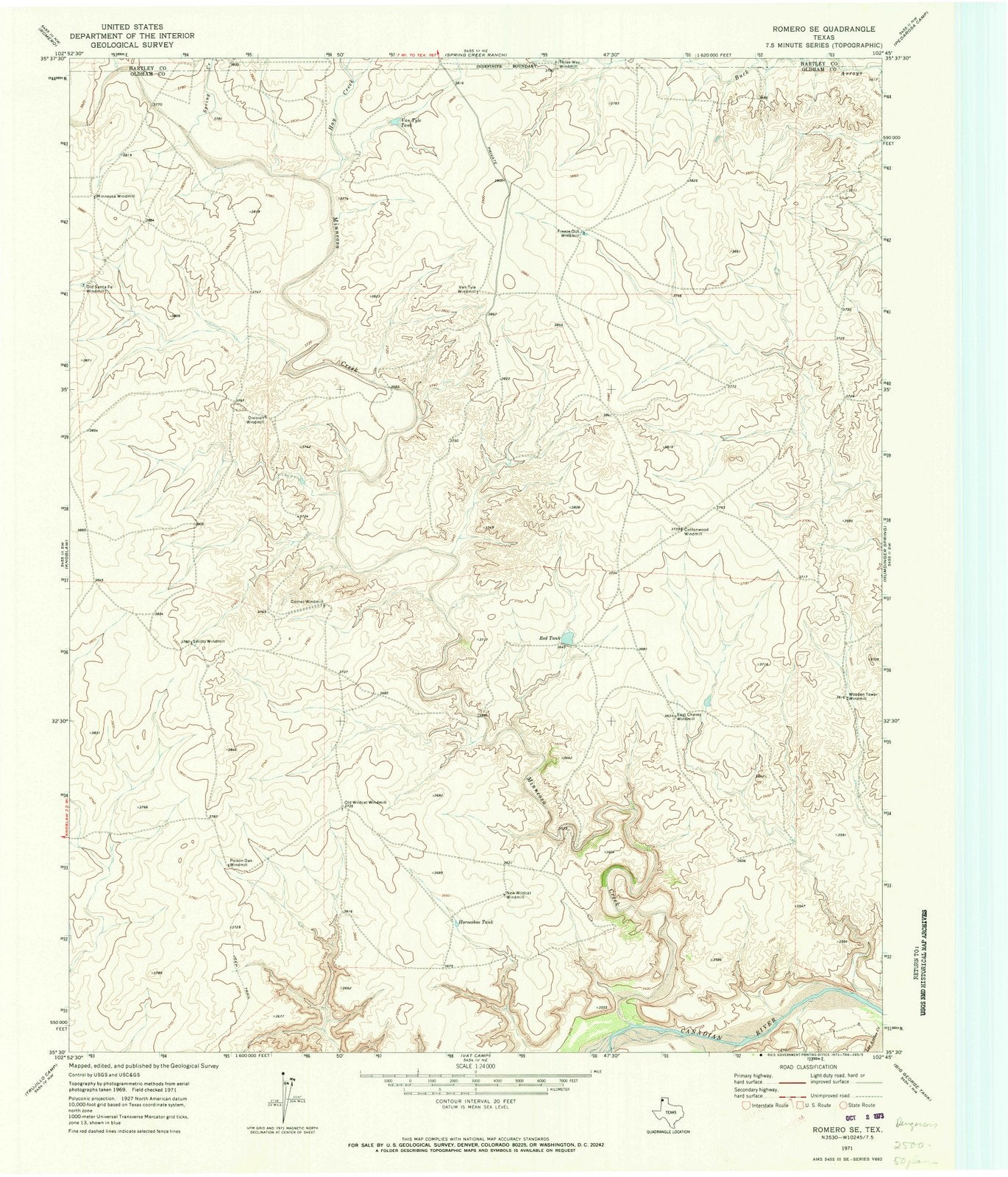 1971 Romero, TX - Texas - USGS Topographic Map