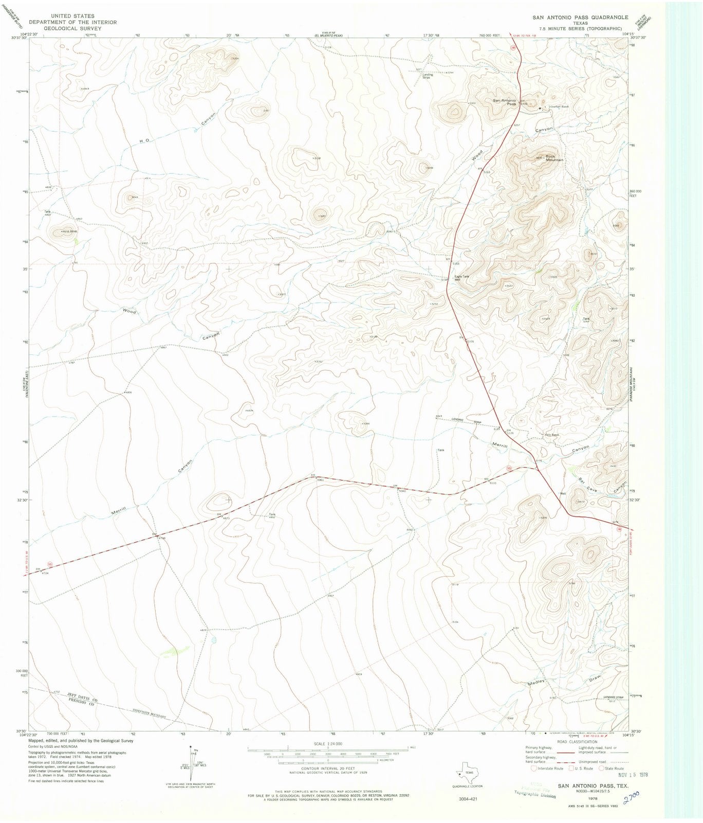 1978 San Antonio Pass, TX - Texas - USGS Topographic Map