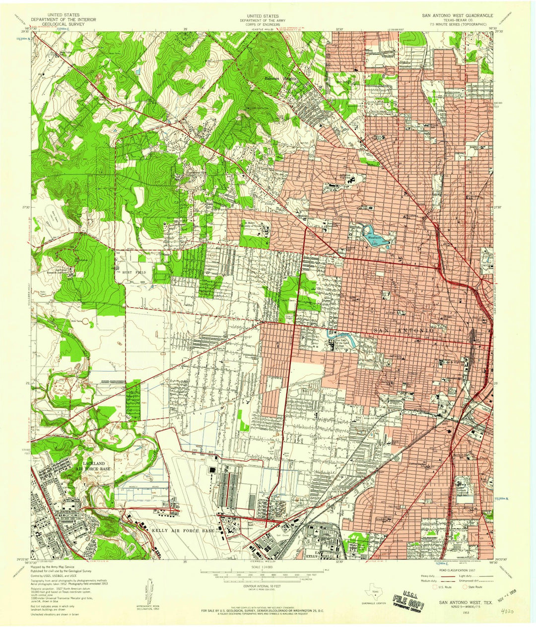 1953 San Antonio West, TX - Texas - USGS Topographic Map