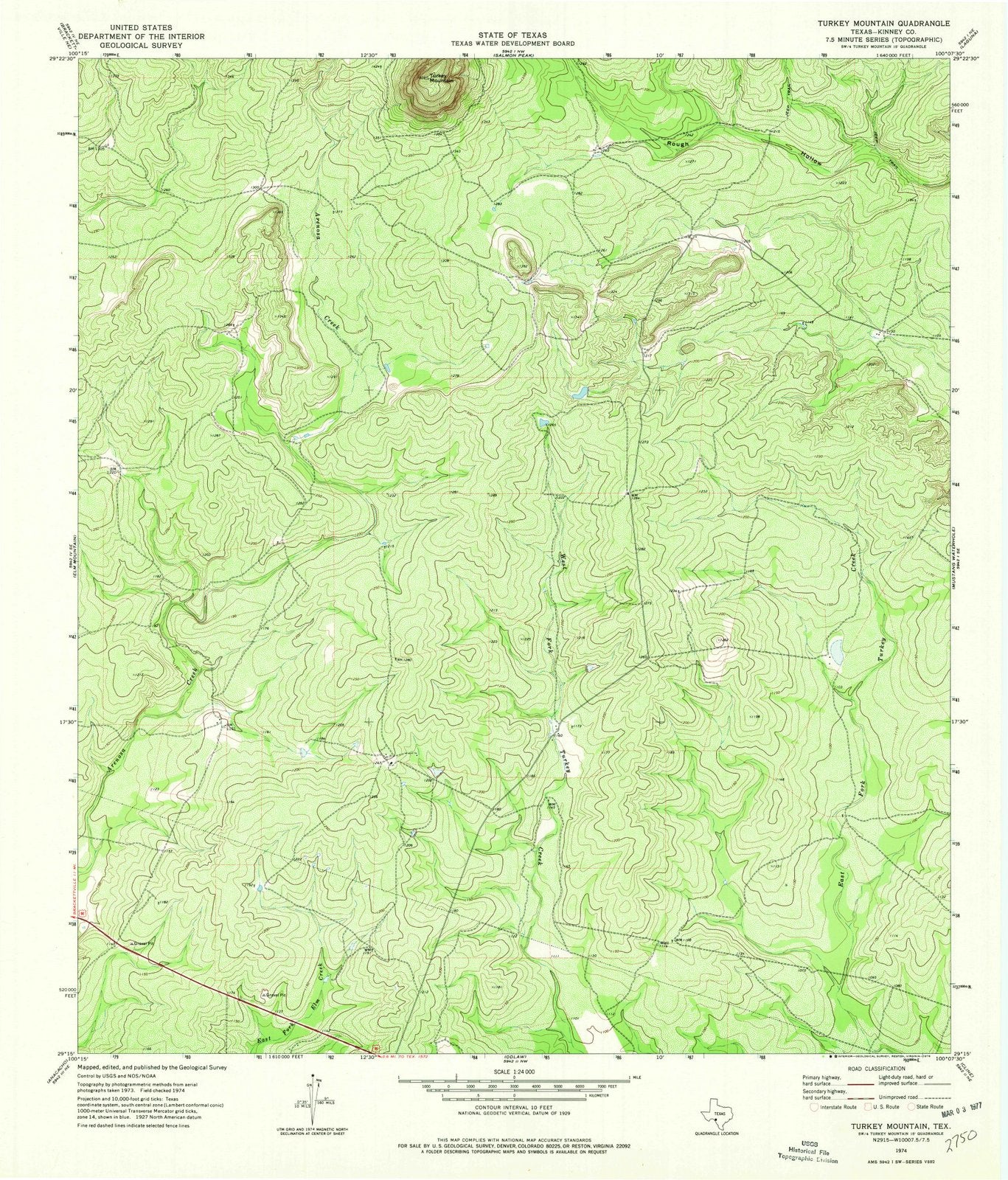 1974 Turkey Mountain, TX - Texas - USGS Topographic Map