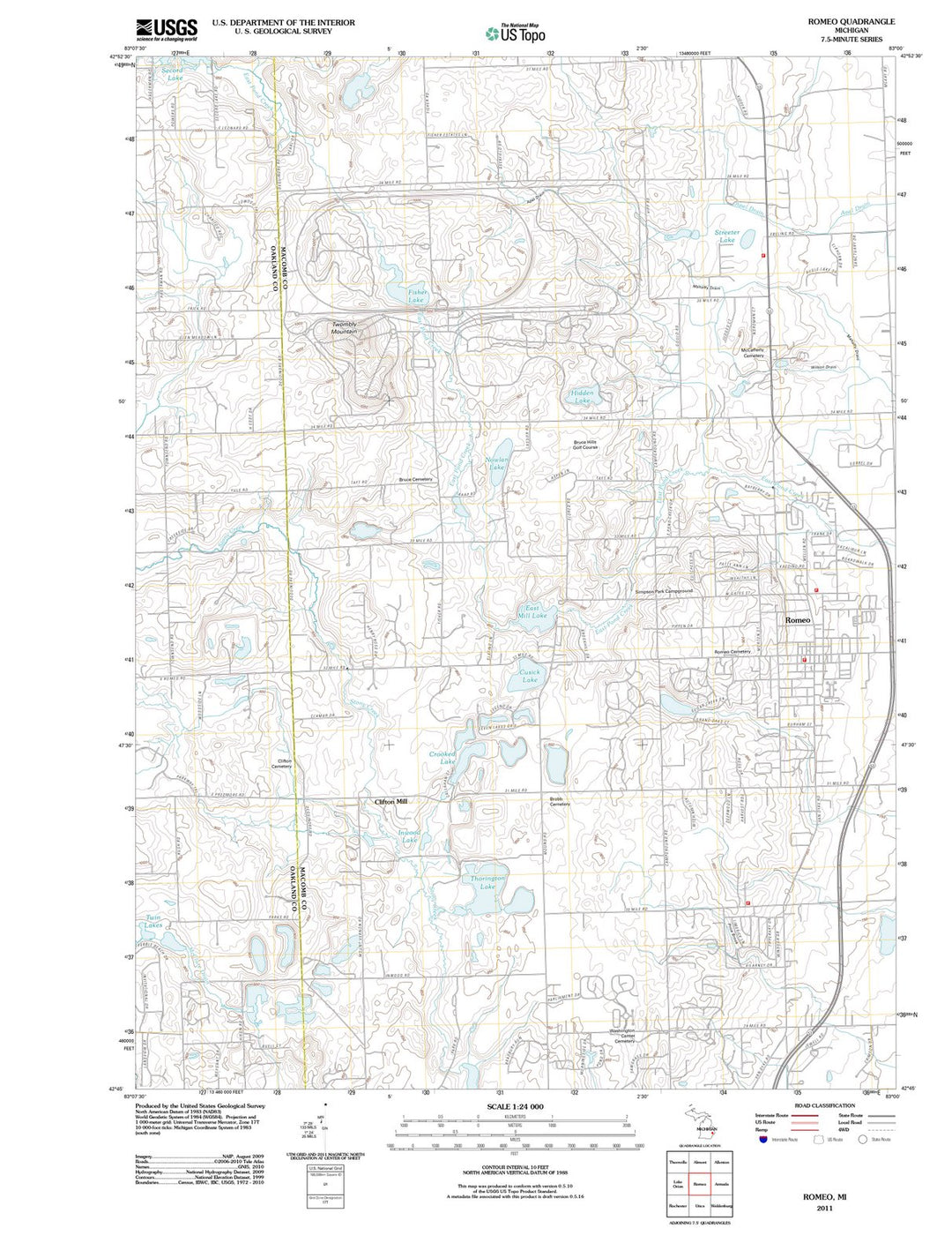 2011 Romeo, MI - Michigan - USGS Topographic Map