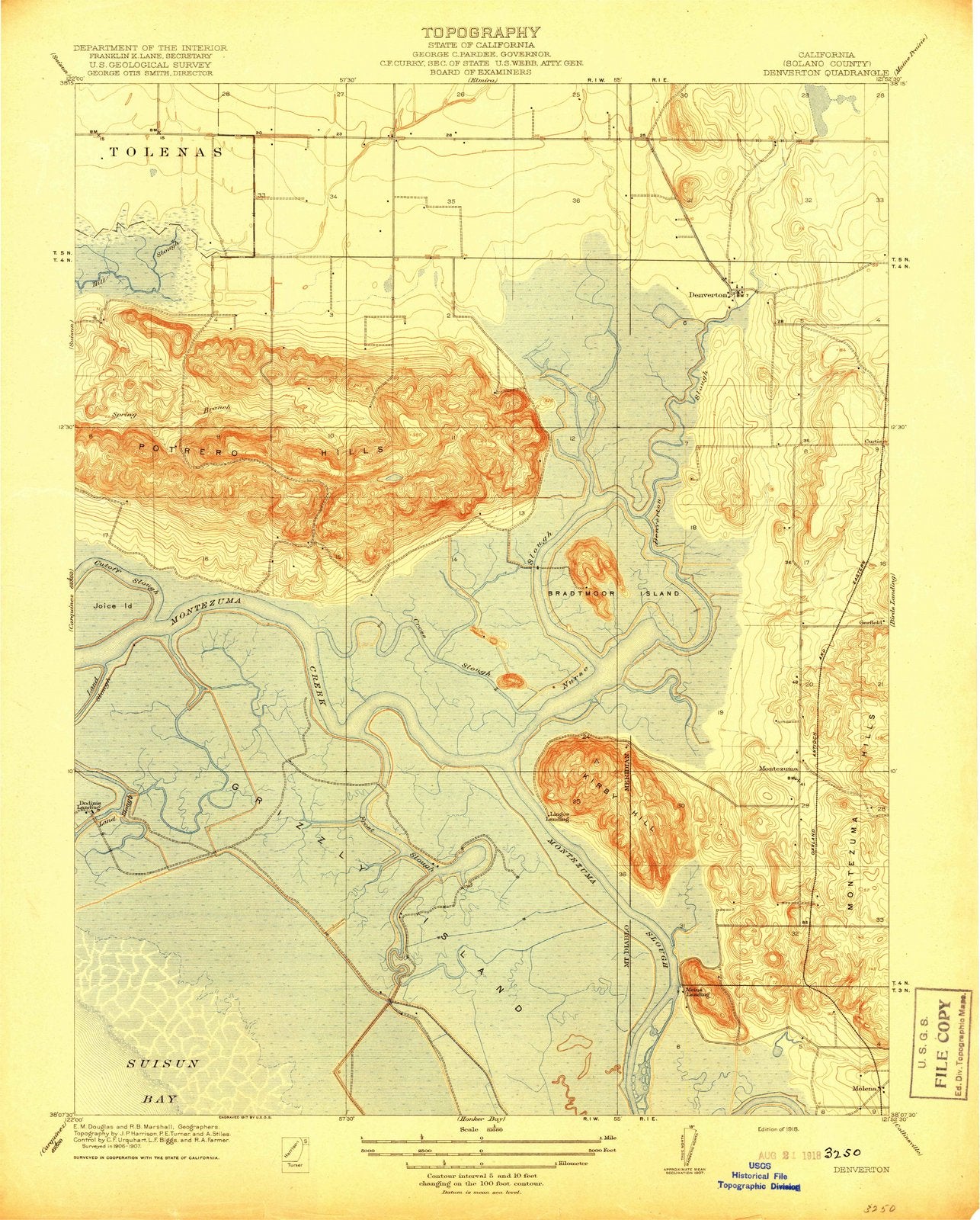 1918 Denverton, CA - California - USGS Topographic Map