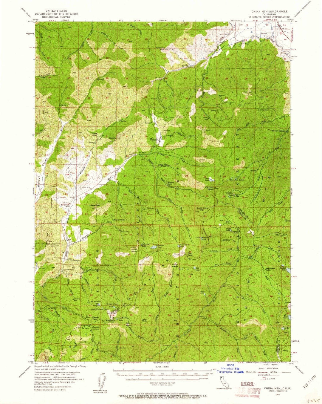 1955 China Mountain, CA - California - USGS Topographic Map