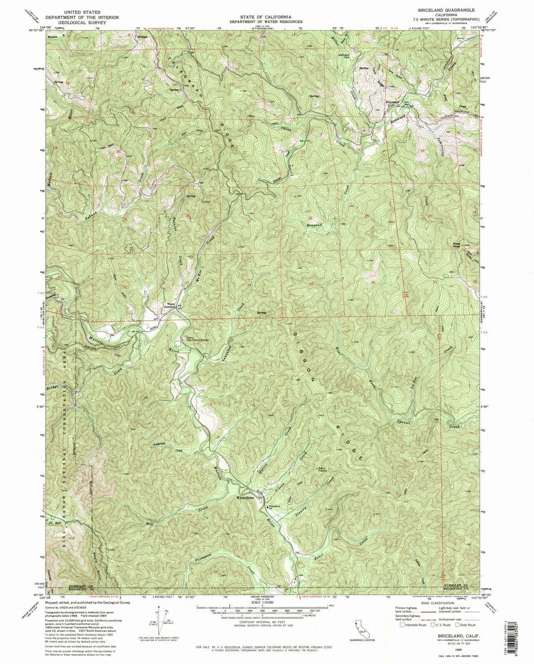 1969 Briceland, CA - California - USGS Topographic Map