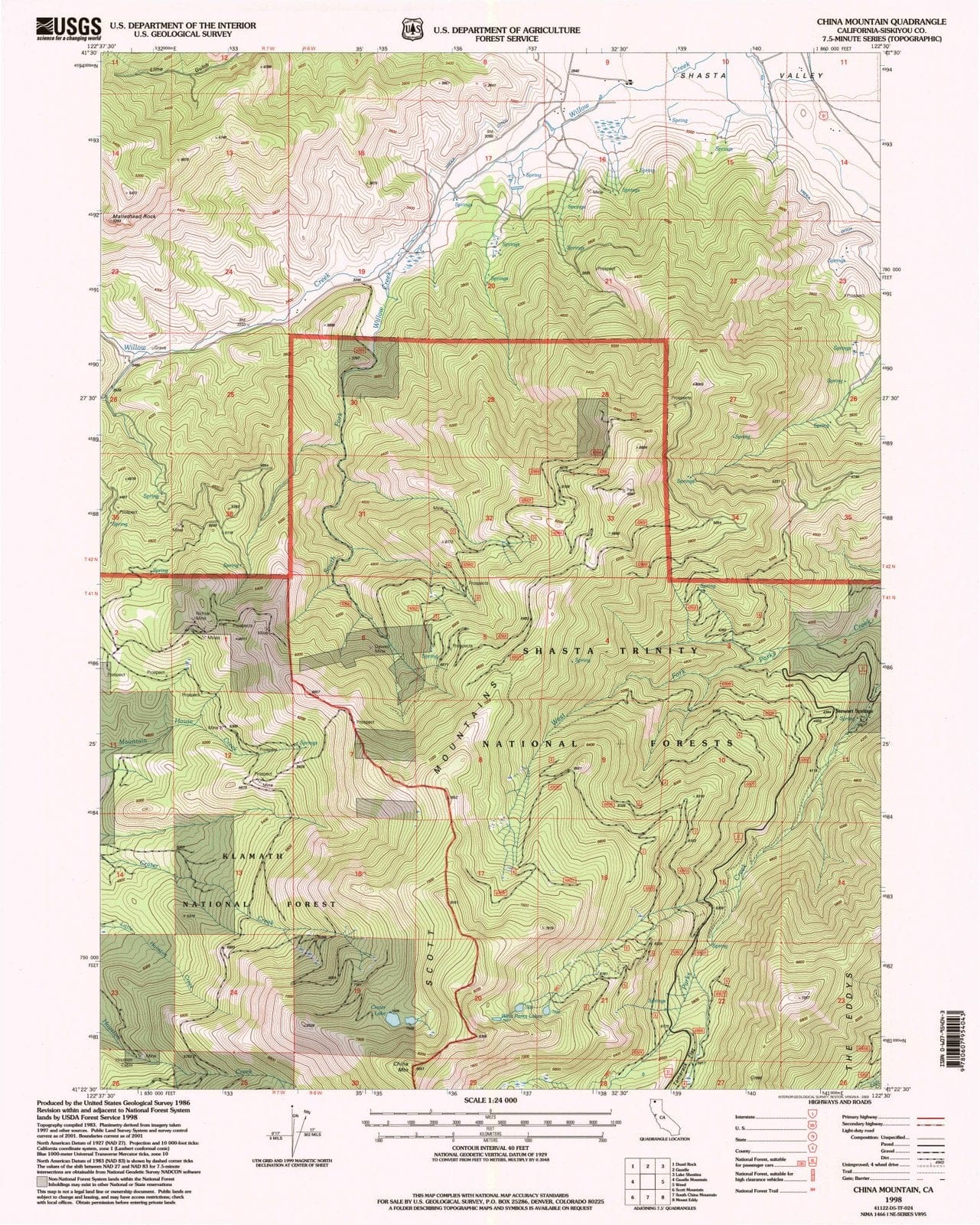 1998 China Mountain, CA - California - USGS Topographic Map