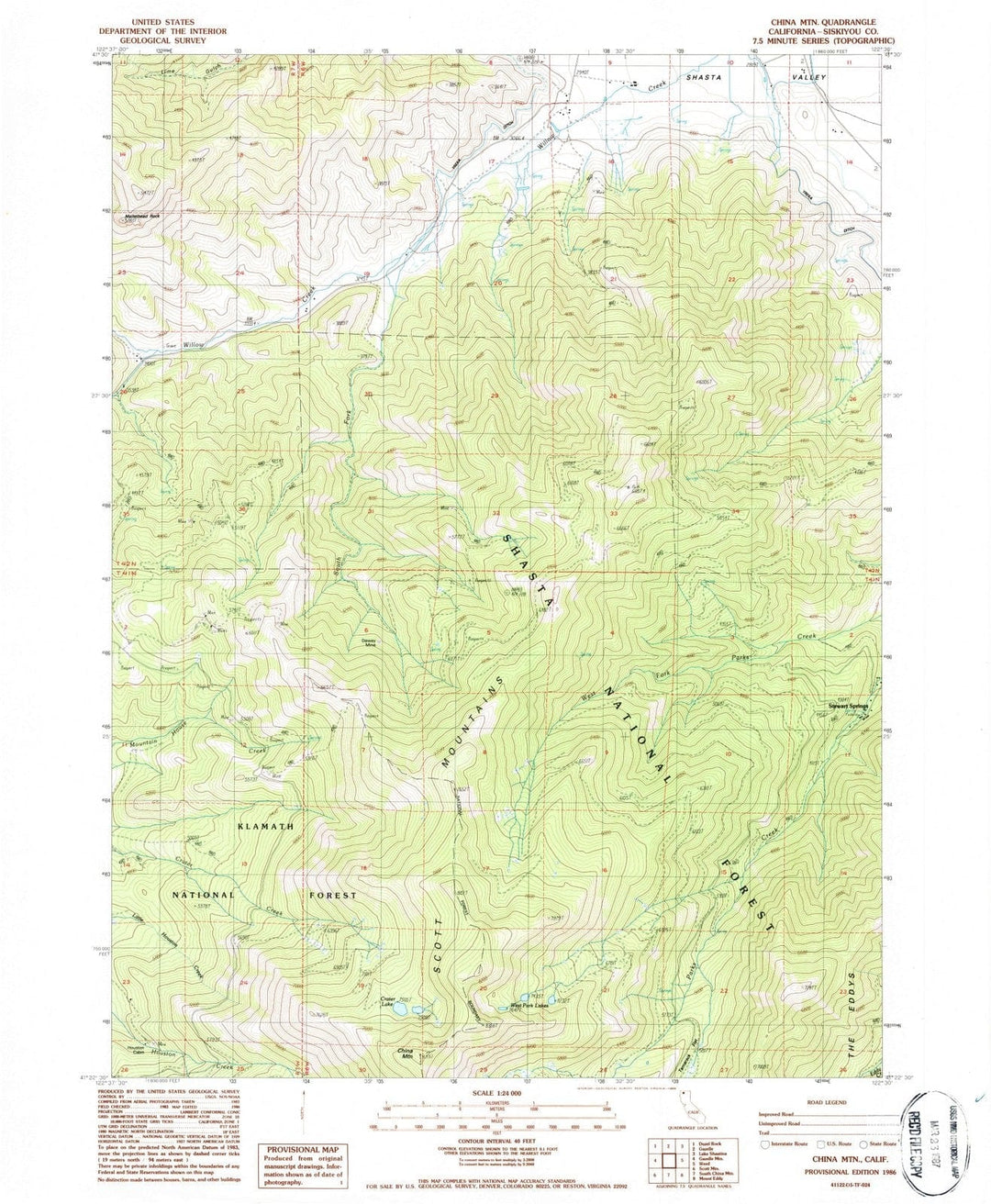 1986 China MTN, CA - California - USGS Topographic Map