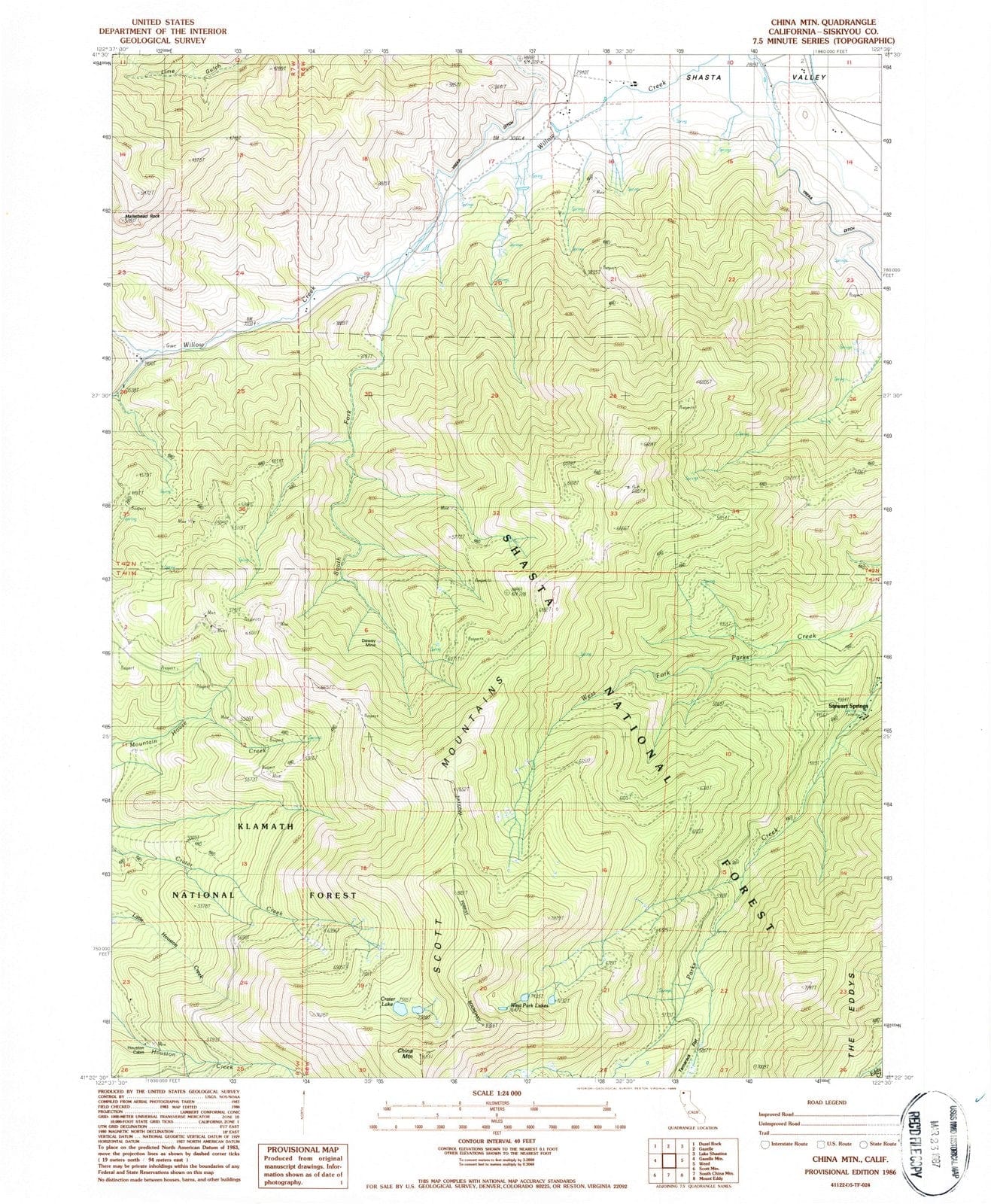 1986 China MTN, CA - California - USGS Topographic Map