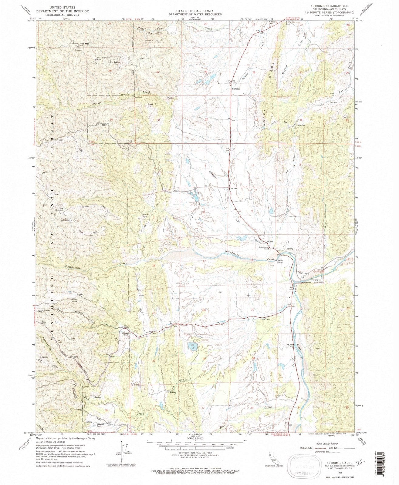 1968 Chrome, CA - California - USGS Topographic Map