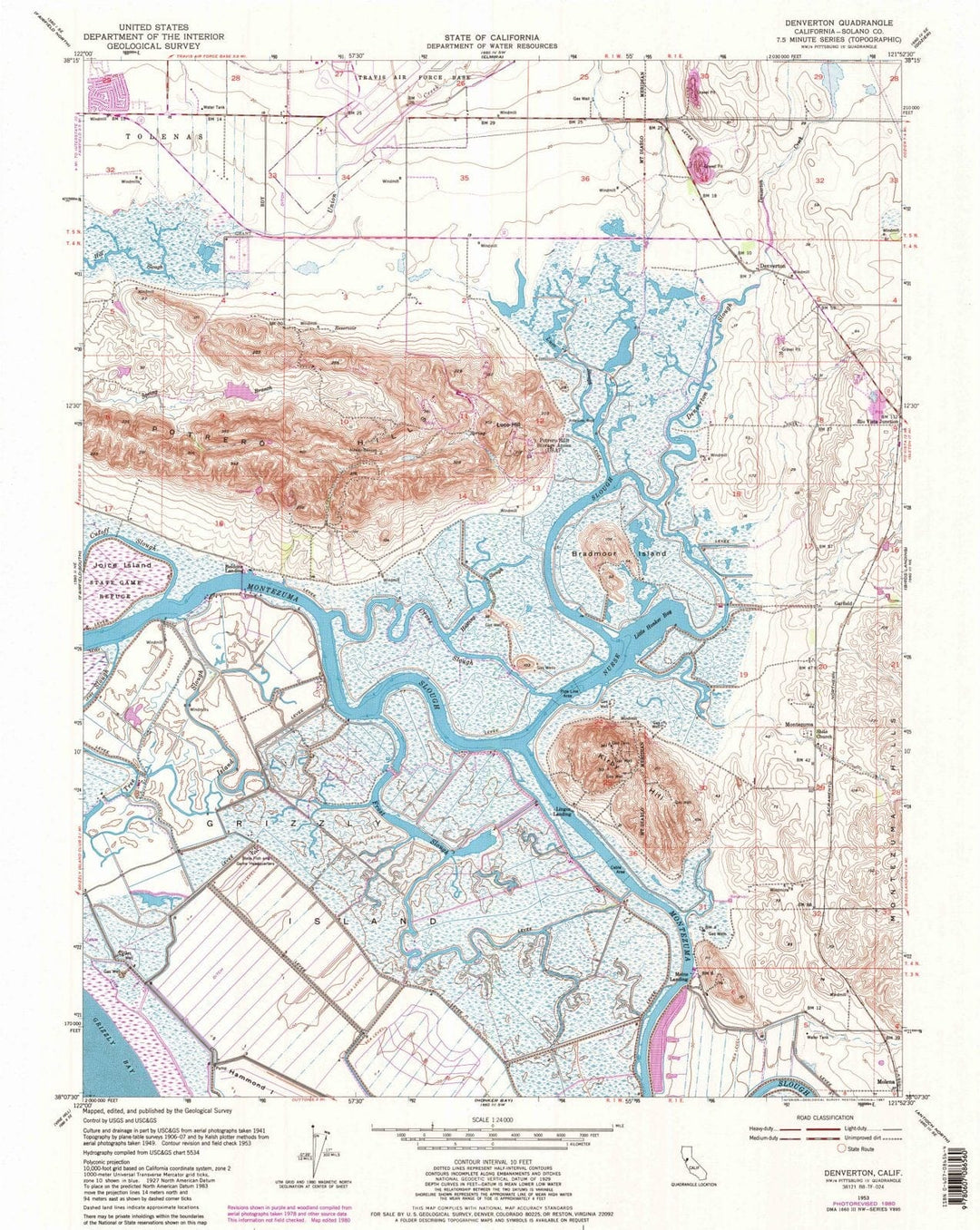 1953 Denverton, CA - California - USGS Topographic Map