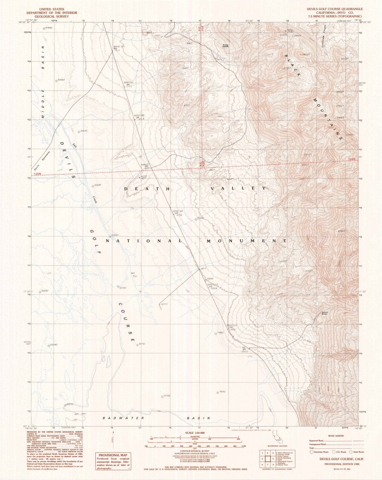 1988 Devils Golf Course, CA - California - USGS Topographic Map