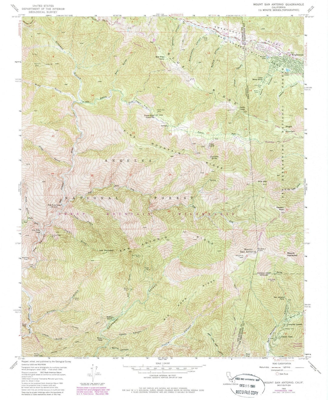 1955 Mount San Antonio, CA - California - USGS Topographic Map