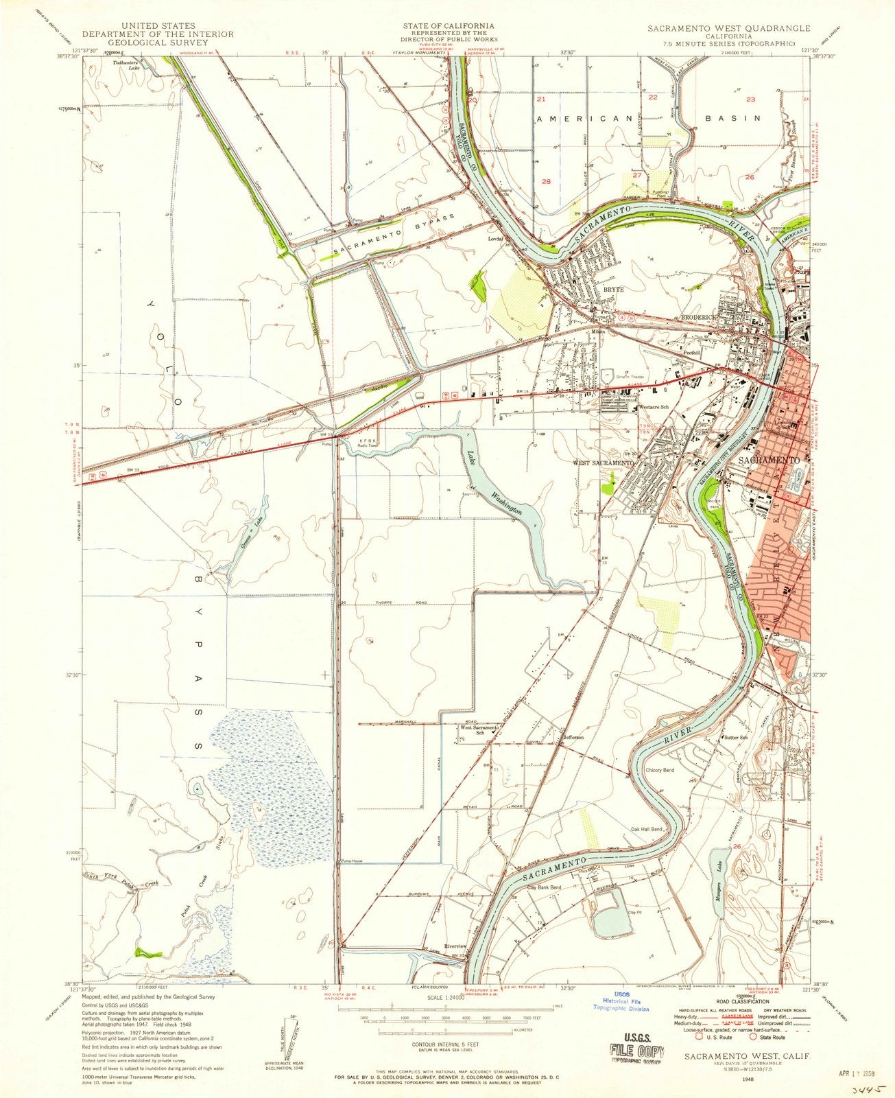 1948 Sacramento West, CA - California - USGS Topographic Map