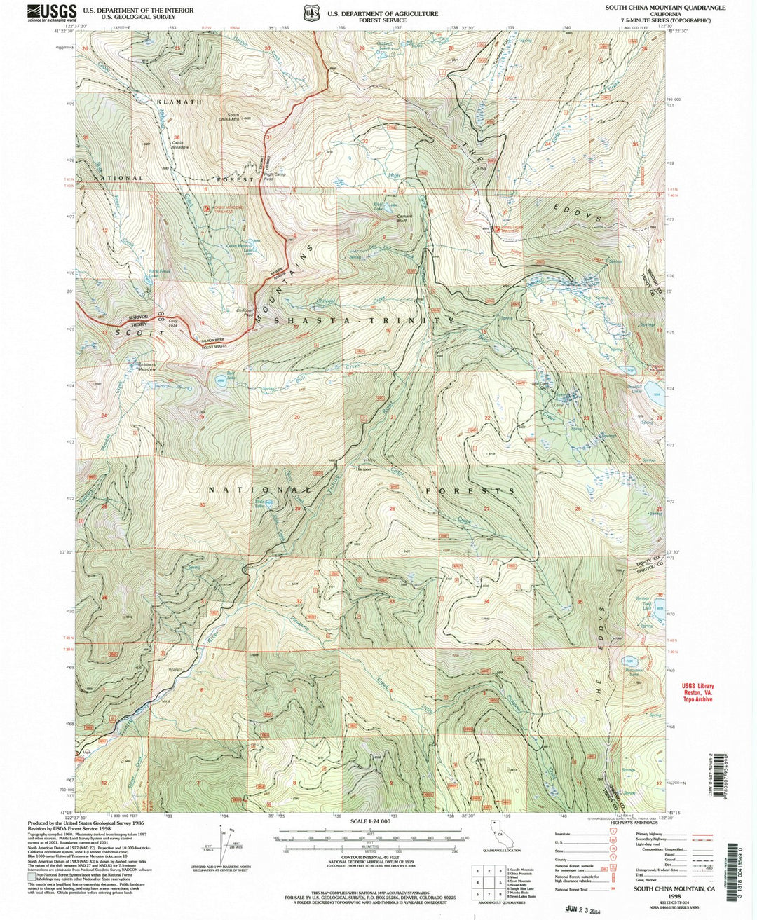 1998 South China Mountain, CA - California - USGS Topographic Map