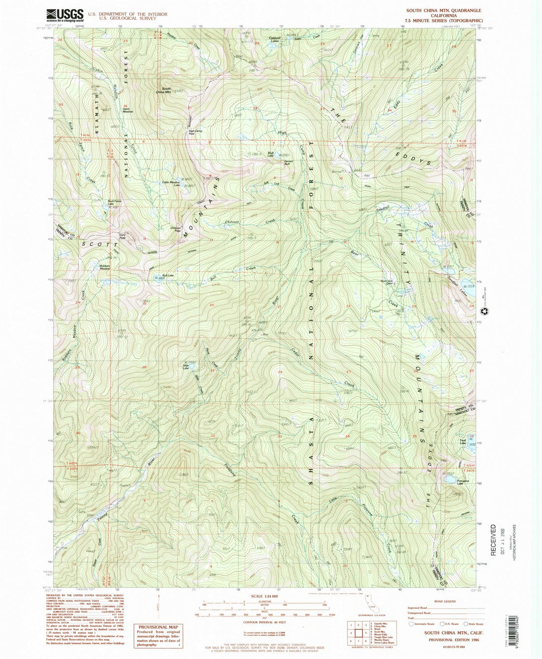 1986 South China MTN, CA - California - USGS Topographic Map