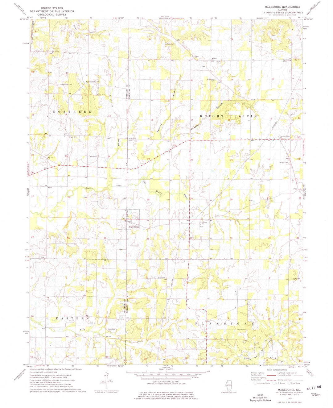 1974 Macedonia, IL - Illinois - USGS Topographic Map