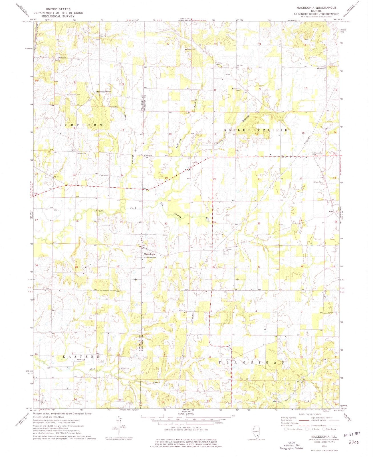 1974 Macedonia, IL - Illinois - USGS Topographic Map