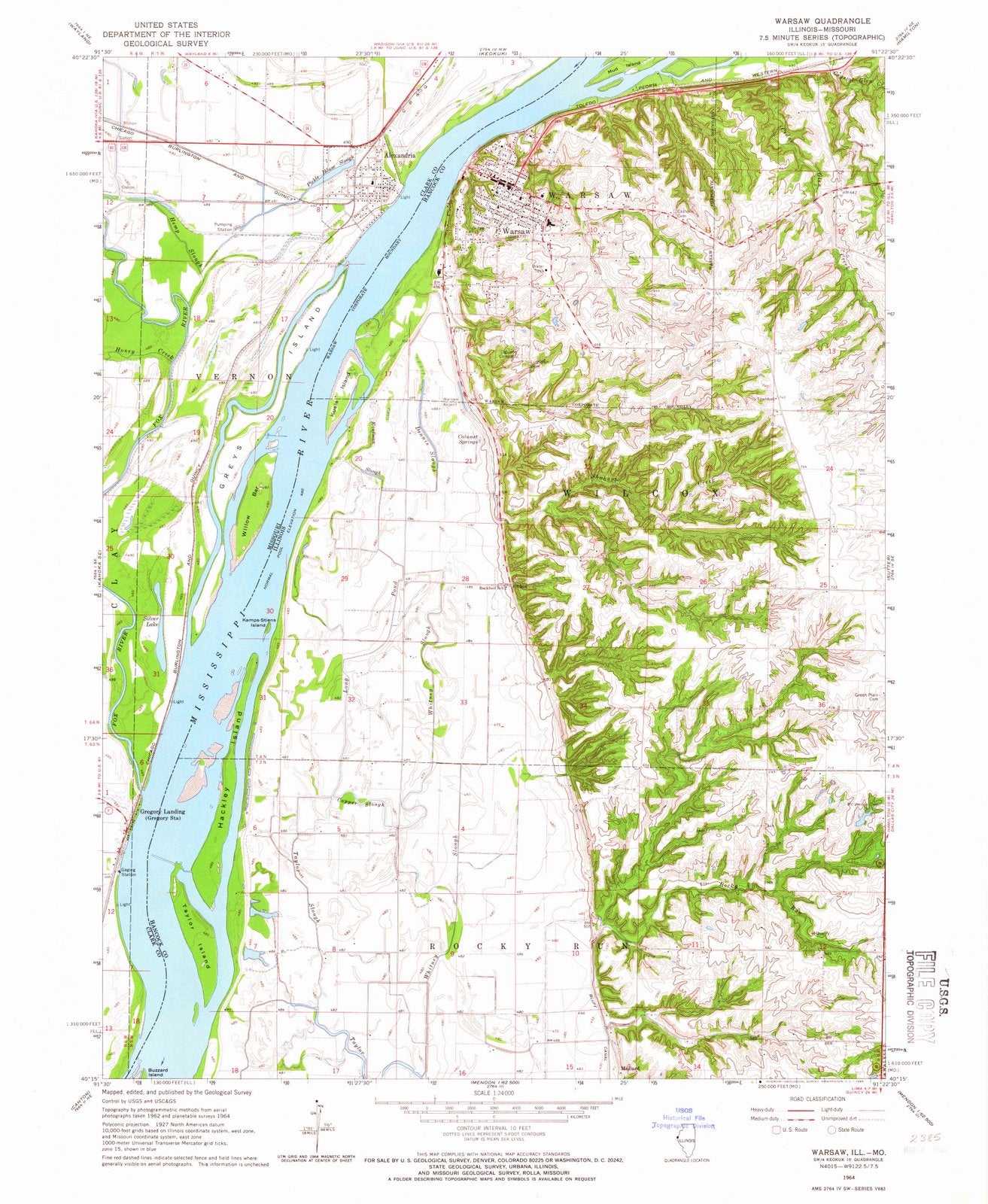 1964 Warsaw, IL - Illinois - USGS Topographic Map