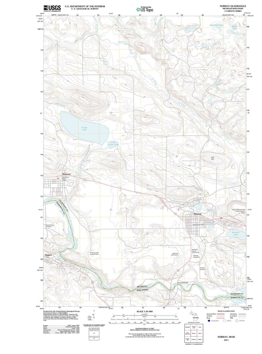 2011 Norway, MI - Michigan - USGS Topographic Map