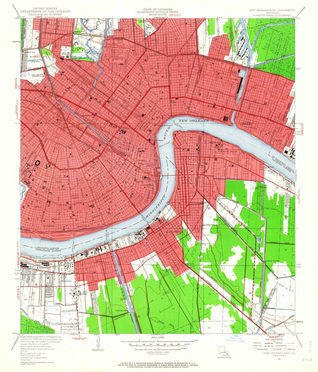 1951 New Orleans East, LA - Louisiana - USGS Topographic Map