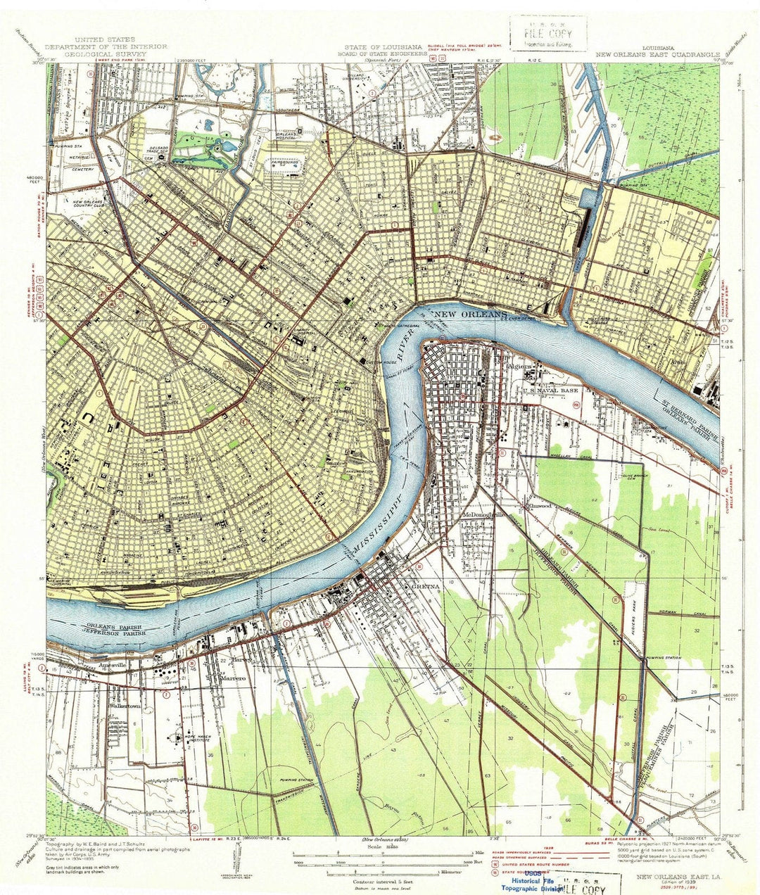 1939 New Orleans East, LA - Louisiana - USGS Topographic Map