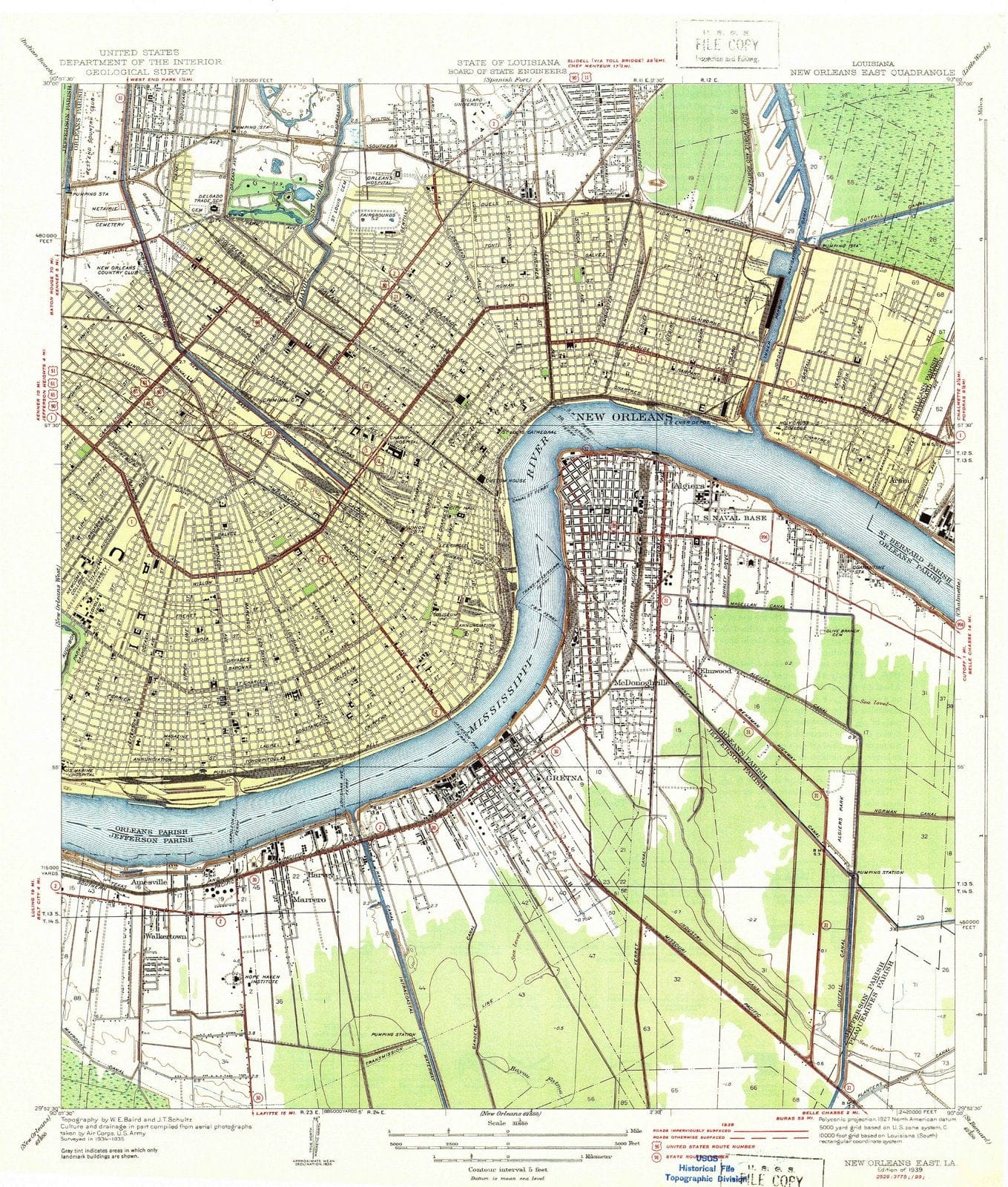 1939 New Orleans East, LA - Louisiana - USGS Topographic Map