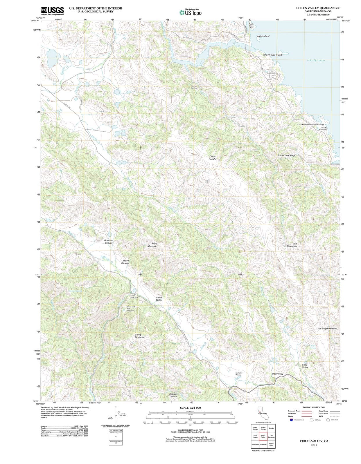 2012 Chiles Valley, CA - California - USGS Topographic Map