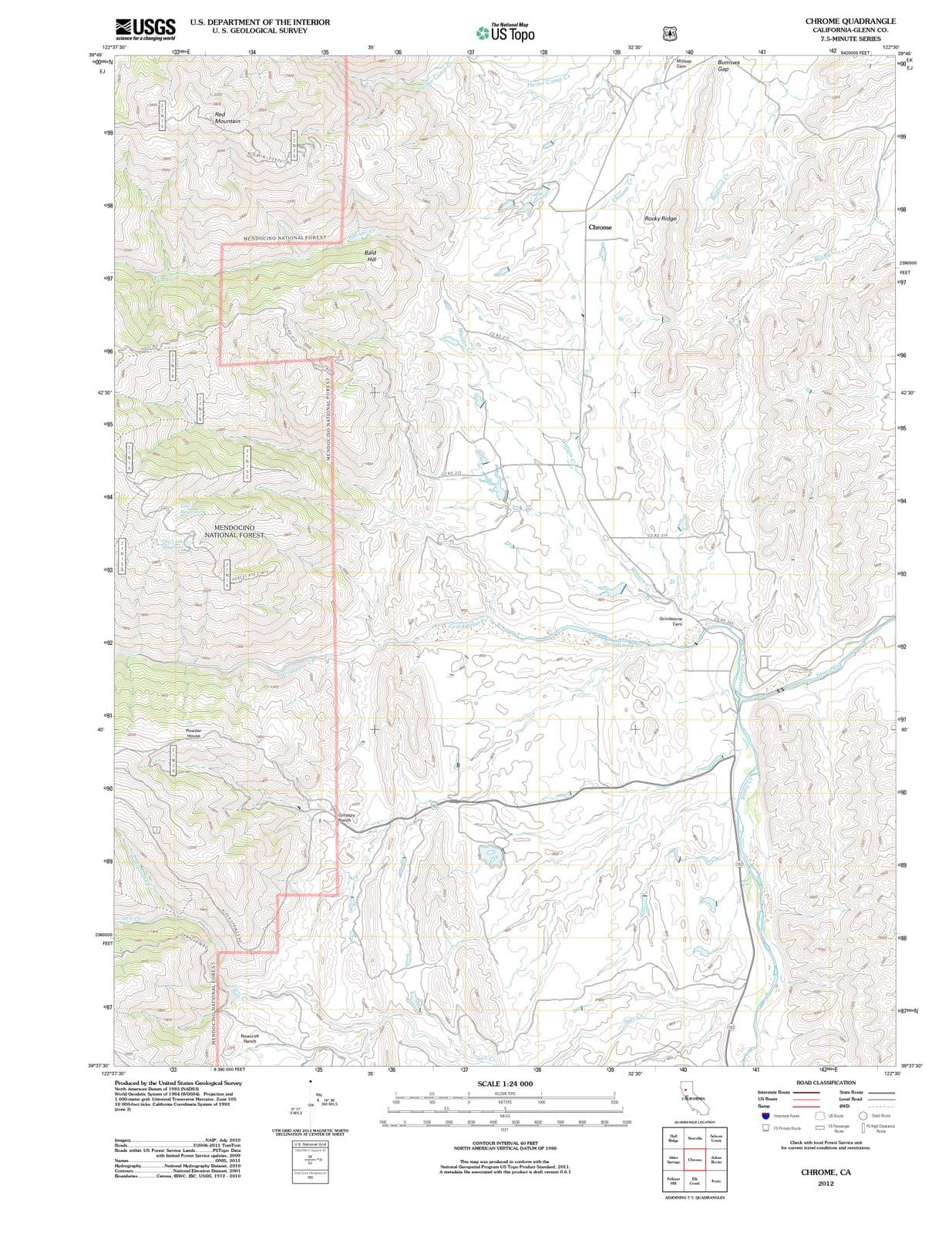 2012 Chrome, CA - California - USGS Topographic Map